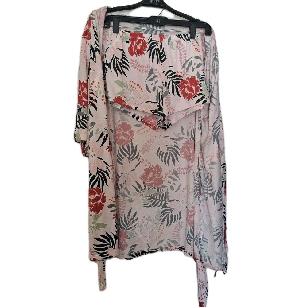 Flora Nikrooz Belted Robe & PJ Short Set Size Large Tropical Floral 2 Piece